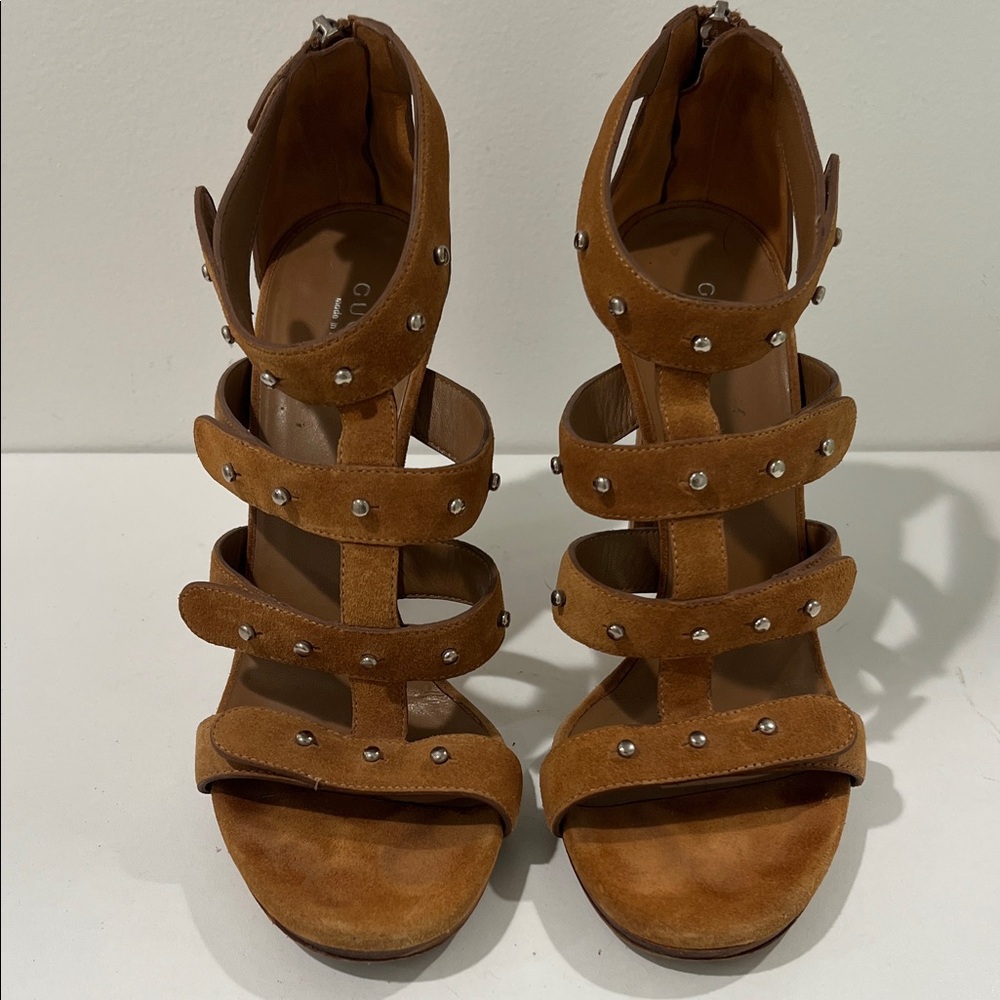 Gucci Suede Studded Multi-Strap Heels | Runway Statement Sandals | Size 8.5